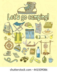 Camping. Tourism. Vector camping.
