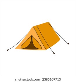 Camping, tourist, military tent for expedition in doodle style. Summer camp, outdoor recreation, picnic, camping equipment, tourism. Vector illustration on a white background.