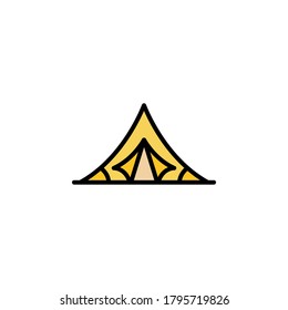 Camping Tourist Tent color icon thin line, linear, outline. Simple sign, logo.