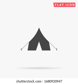 Camping Tourist Tent Flat Vector Icon. Glyph Style Sign. Simple Hand Drawn Illustrations Symbol For Concept Infographics, Designs Projects, UI And UX, Website Or Mobile Application.