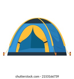 Camping tourist tent for travel and camping isolated on white background. Flat vector illustration