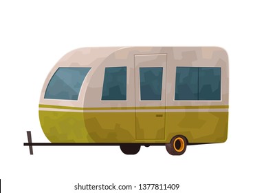 Camping trailer caravan vector illustration isolated on white background