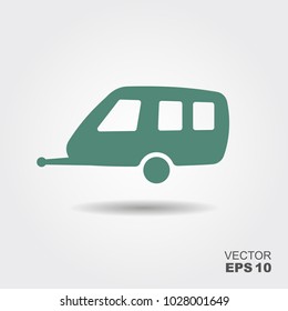 Camping trailer flat icon with shadow. Vector illustration.