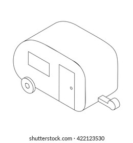 Camping trailer icon, isometric 3d style