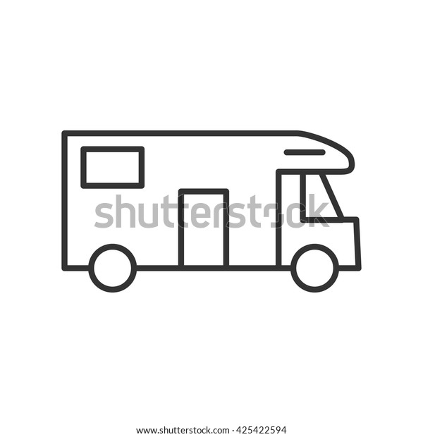 Camping Trailer icon or logo line art\
style. Vector\
Illustration.