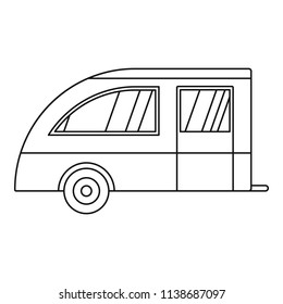 Camping trailer icon. Outline camping trailer vector icon for web design isolated on white background