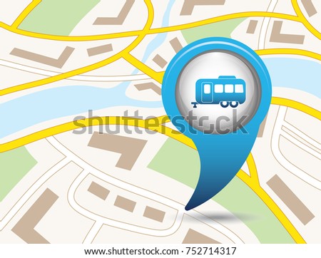 Camping trailer icon. Vector illustration 