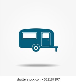 Camping trailer icon. Vector transportation illustration.