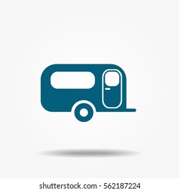 Camping trailer icon. Vector transportation illustration.