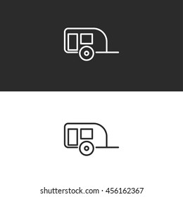 camping trailer line icon