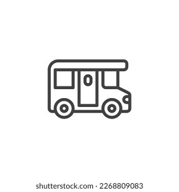 Camping trailer line icon. linear style sign for mobile concept and web design. Camper caravan outline vector icon. Symbol, logo illustration. Vector graphics