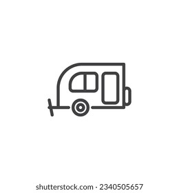 Camping trailer line icon. linear style sign for mobile concept and web design. Camper caravan outline vector icon. Symbol, logo illustration. Vector graphics