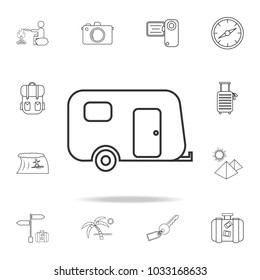 Camping trailer line icon. Set of Tourism and Leisure icons. Signs, outline furniture collection, simple thin line icons for websites, web design, mobile app, info graphics on white background
