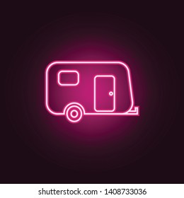 Camping trailer neon icon. Elements of turizm set. Simple icon for websites, web design, mobile app, info graphics