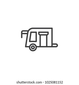 Camping trailer outline icon. linear style sign for mobile concept and web design. Road trip simple line vector icon. Symbol, logo illustration. Pixel perfect vector graphics