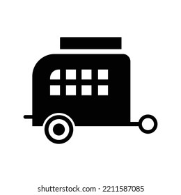 Camping Trailer Park Car Icon | Black Vector Illustration |