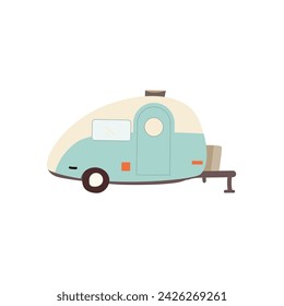 Camping trailer for travel - color icon illustration . Vector illustration can used for kids poster, summer and spring camping explore banner, education card, postcard, celebration background. 