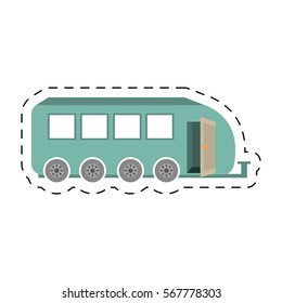 camping trailer travel transport cut line vector illustration eps 10
