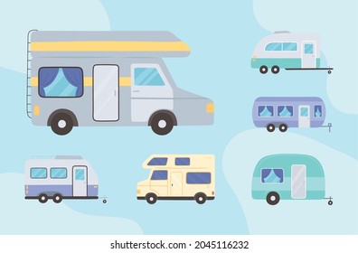 conjunto de iconos de remolque y camioneta