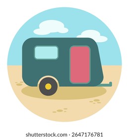 Camping trailer vector icon. Beach. Summer. Summertime. Holiday. Vacation, eps 10