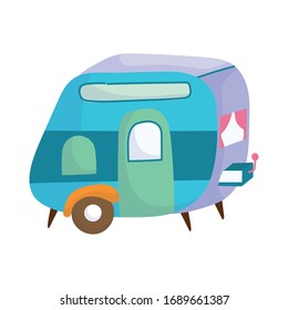 camping trailer vehicle cartoon isolated icon design vector illustration