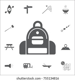 Camping and travel backpack icon. Set of camping icons on the white background