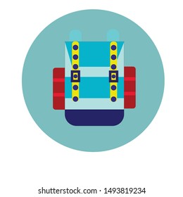 Camping and travel backpack icon  vector illustration isolated on white background. Tourist back pack, camp knapsack, hike bag. Mountain hiking equipment, outdoor adventure gear in flat design.