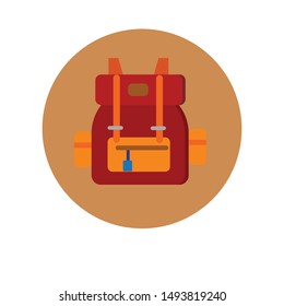 Camping and travel backpack icon  vector illustration isolated on white background. Tourist back pack, camp knapsack, hike bag. Mountain hiking equipment, outdoor adventure gear in flat design.