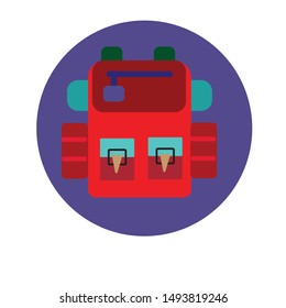Camping and travel backpack icon  vector illustration isolated on white background. Tourist back pack, camp knapsack, hike bag. Mountain hiking equipment, outdoor adventure gear in flat design.