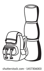 Camping travel backpack with sleeping ,vector illustration graphic design.