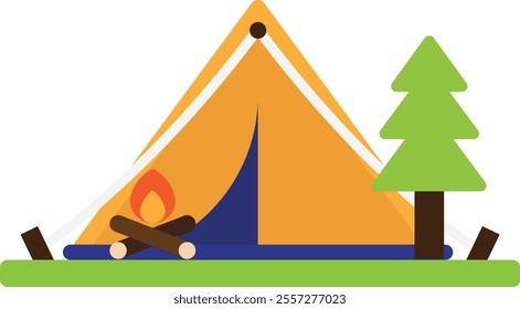 Camping Travel Outdoor Icon Vector Flat Illustration