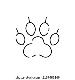 Camping, travel and picnic equipment icon. Vector autumn or summer hiking, wilderness, adventure icon. Paw trail