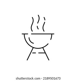 Camping, travel and picnic icon. Line style icons for web and design. Contains such as tent, compasses, mountain and other camping equipment. Barbecue 
