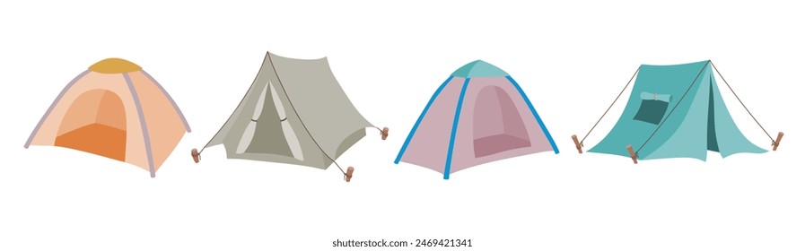 Camping travel tent vector cartoon style.