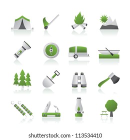 Camping, travel and Tourism icons - vector icon set