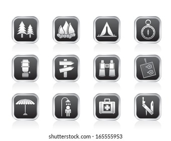Camping, travel and Tourism icons - vector icon set