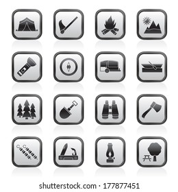 Camping, travel and Tourism icons - vector icon set