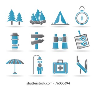 Camping, travel and Tourism icons - vector icon set