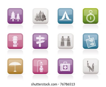 Camping, travel and Tourism icons - vector icon set