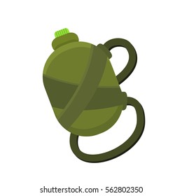 Camping or traveling green water flask isolated on a white background