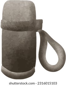 Camping and trekking equipment included, painted with watercolors