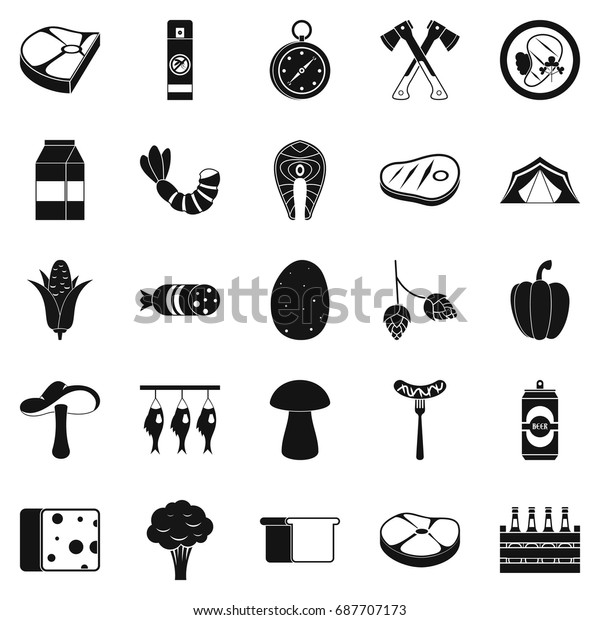 Camping trip icons set.\
Simple set of 25 camping trip vector icons for web isolated on\
white background