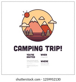 Camping Trip Invitation Design with Where and When Details