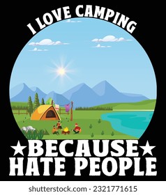 diseño vectorial de arte de arte de camping