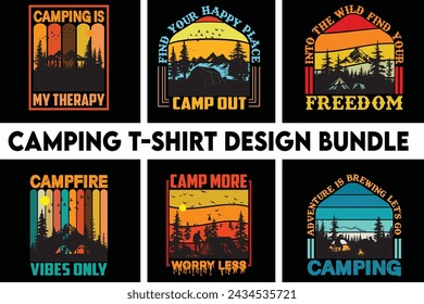 Camping T-Shirt Design Bundle, camping t-shirt designe vector