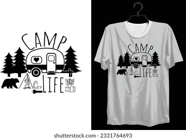 Camping T-shirt Design. Funny Gift Camping T-shirt Design For Camp Lovers. Typography, Custom, Vector t-shirt design. World All Camper T-shirt Design For Adventure.