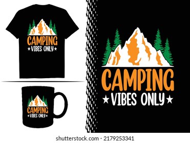 Plantilla gráfica de diseño de camisetas de camping