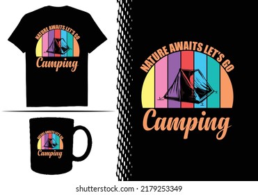 Camping T-shirt Design Graphic Template