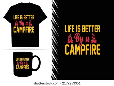 Plantilla gráfica de diseño de camisetas de camping