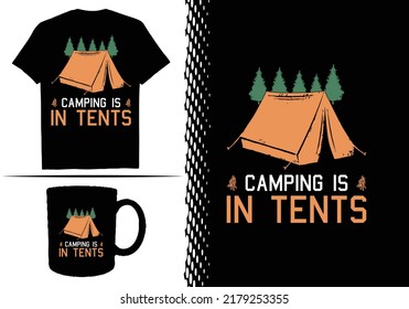 Camping T-shirt Design Graphic Template